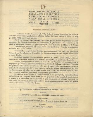 Image for Pieghevole relativo all'organizzazione della IV Triennale, con intestazione