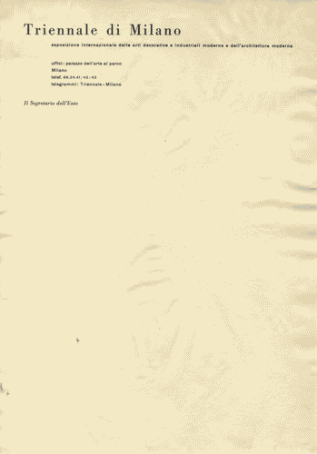 Image for Carta intestata "Triennale di Milano. Il Segretario dell'Ente"