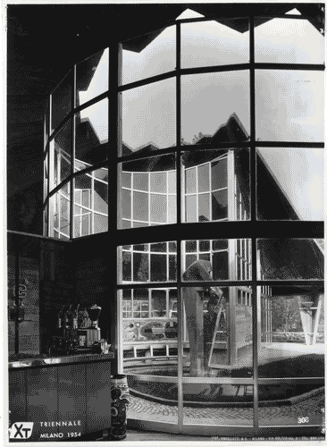 Image for X Triennale - Parco Sempione - Padiglione per soggiorno - Ico Parisi - Silvio Longhi - Luigi Antonietti - Scultura in cemento "Grande motivo" - Francesco Somaini