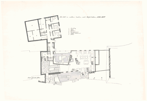 Image for Mostra Internazionale di Architettura moderna. Struttura. Albergo in Lapponia, Ski-hotel in northern Sweden. Piano inferiore. arredo