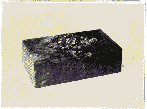 Image for I Biennale - Mostra degli orafi - Lavori di oreficeria, scatola muschiata,giada verde con decorazioni, di Alfredo Ravasco