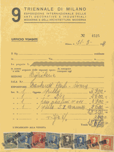 Image for Blocco dell'Ufficio Vendite, con tre moduli, di colore arancione, staccati, compilati e con marche da bollo