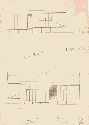 Image for Parco. Mostra della industrializzazione edilizia e della prefabbricazione sperimentale. Casa unifamiliare di serie. Lati nord e sud
