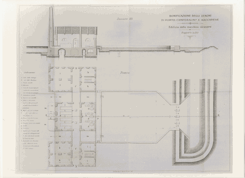 Image for Il luogo del lavoro - Il territorio completamente artificiale - Bonifichee organizzazione di massa: le Paludi Pontine - Disegno di progetto di un edificio per macchine idrovore