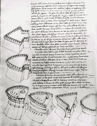 Image for IX Triennale - Studi sulle proporzioni - Riproduzione di una pagina appartenente al manoscritto cartaceo "Trattato di architettura" di Francesco di Giorgio Martini