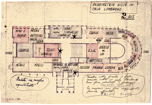 Image for Palazzo dell'Arte. Proposta di allestimento. Piano terreno. Variante della suddivisione degli spazi. Annotazioni manoscritte