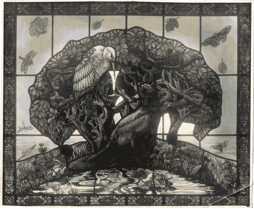 Image for Vetrata "La volpe e la cicogna" di Amalia Panigati