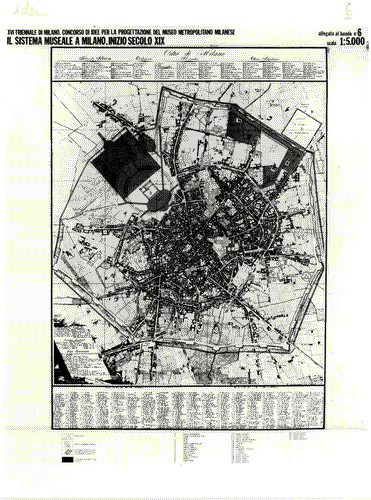 Image for XVI Triennale - Terzo ciclo - Conoscenza della città - Concorso di idee per un museo metropolitano milanese - Pannello grafico di analisi del sistema museale a Milano all'inizio del XIX secolo