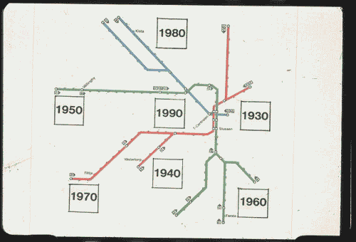 Image for XVII Triennale - Le città del mondo e il futuro delle metropoli - Partecipazioni internazionali - Sezione Svezia - Schema di sviluppo delle linee della Metropolitana di Stoccolma
