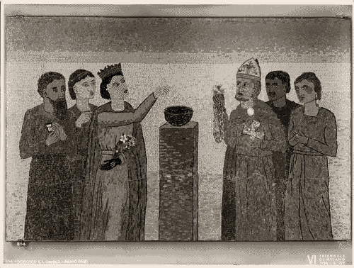 Image for VI Triennale - Mostra delle Scuole d'arte - Scuola superiore d'arte applicata all'industria del comune di Milano - Mosaico "Date oro alla patria" di Guido Cornaggia