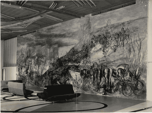 Image for X Triennale - Palazzo dell'Arte - Atrio e vestibolo del piano terreno - Pittura murale "la trebbiatura" - Giuseppe Zigaina