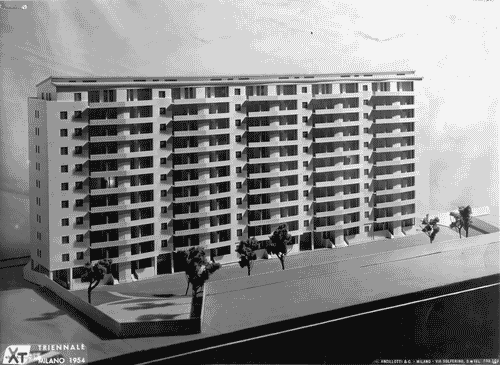 Image for X Triennale - Mostra della casa - Sezione del quartiere sperimentale della Triennale QT8 - Modello in scala della casa a 11 piani per alloggi per impiegati statali (I.N.C.I.S.) - Piero Bottoni