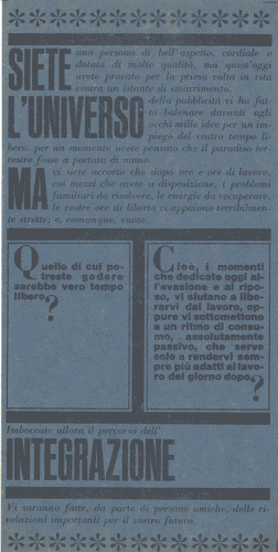 Image for Volantino di colore blu con testo introduttivo per il percorso dell'Integrazione