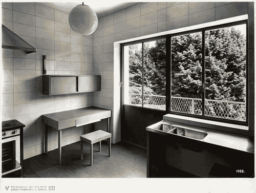 Image for V Triennale - Mostra dell'abitazione - Casa a struttura d'acciaio di Giuseppe Pagano, Franco Albini, Renato Camus, Giancarlo Palanti, Giuseppe Mazzoleni, Giulio Minoletti - Cucina
