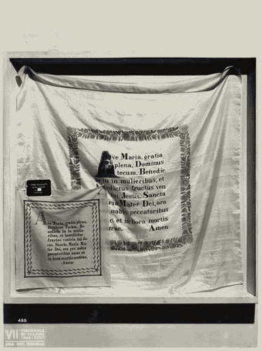 Image for VII Triennale - Mostra dei tessuti e dei ricami - Sezione dei merletti e dei ricami - Fazzoletto in seta dipinto a mano di Piero Fornasetti