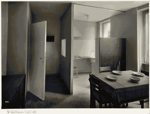 Image for V Triennale - Mostra dell'abitazione - Gruppo di elementi di case popolari di Enrico Griffini e Piero Bottoni - Stanza di soggiorno-letto di un alloggio tipo di 35,50 mq.