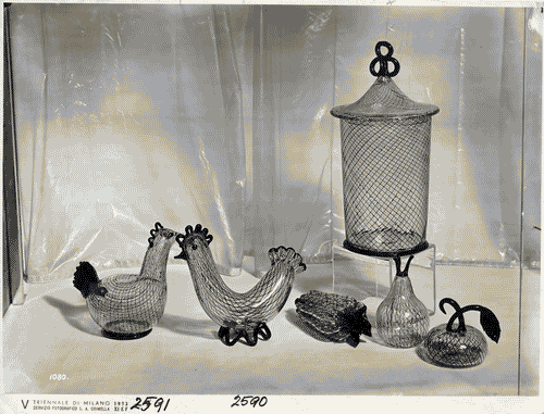 Image for V Triennale - Arti decorative e industriali - Cristalli-metalli-illuminazione - Oggetti in vetro filigrano di Venini
