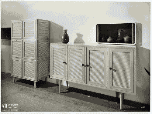 Image for VII Triennale - Mostra dell'attrezzatura coloniale - Armadio e credenza in larice e canapa rigata di Alessandro Pasquali