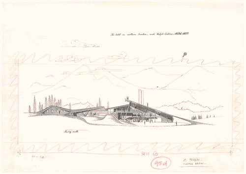Image for Mostra Internazionale di Architettura moderna. Struttura. Albergo in Lapponia, Ski-hotel in northern Sweden. Lato sud