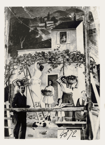 Image for V Triennale - Lavori di allestimento - vestibolo superiore - Pittura murale "La vendemmia" di Alberto Salietti