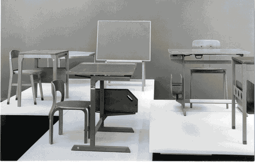 Image for XII Triennale - La casa e la scuola - Allestimento e "isole di produzioni"- Banchi scolastici in legno di Olaf Von Bohr