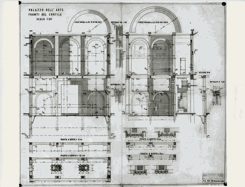 Image for Palazzo dell'Arte - Disegni di progetto - Particolare costruttivo dell'attacco della muratura in clinker del fronte del cortile