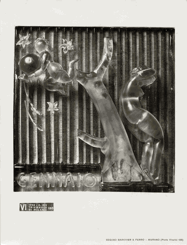 Image for VI Triennale - Galleria delle arti decorative e industriali - Pannello di piastrelle di vetro soffiato - Lo zodiaco