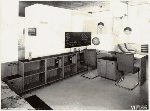 Image for VI Triennale - Padiglione nel parco Sempione. Mostra dell'abitazione - Alloggio n. 5: quattro elementi di alloggio per un professionista, con studio annesso - Camera da letto per due ragazzi