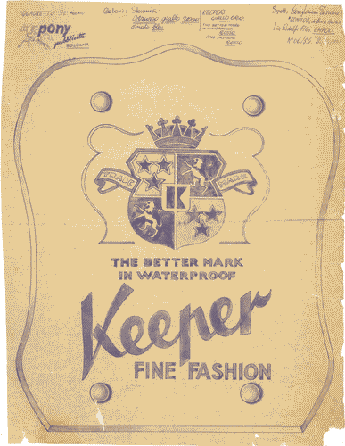 Image for Bozzetto per insegna pubblicitaria "The better mark in waterproof. Keeper Fine Fashion"