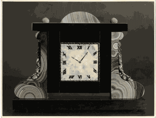 Image for IV Triennale - Galleria dei metalli - Piccola pendola in onice, malachite e corallo di Alfredo Ravasco