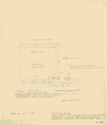 Image for Architettura ospedaliera. Lovell Health House, LA. Dettagli piano di calpestio. Annotazioni manoscritte