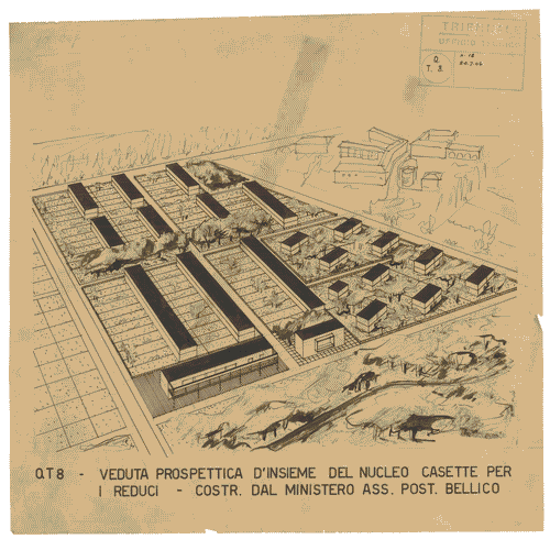 Image for Area attribuita alle costruzioni da realizzarsi a cura del Ministero Assistenza post bellica per le casette dei reduci
