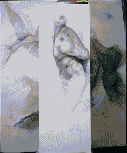 Image for Bassorilievo su legno, rete metallica modellata in rilievo