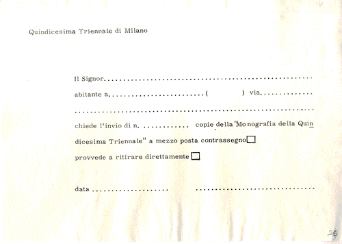 Image for Modulo di richiesta di copie della "Monografia della Quindicesima Triennale"