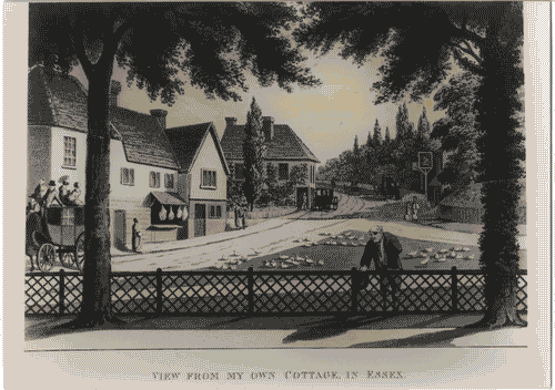 Image for Il progetto domestico - Sezione III: La finestra sul giardino - Dipinto "Veduta dal mio cottage in Essex" di Humphry Repton