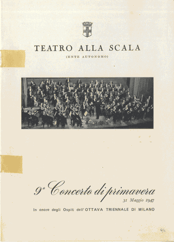 Image for Opuscolo del "9o Concerto di primavera, 31 maggio 1947, in onore degli ospiti dell'Ottava Triennale di Milano", 8 pagine