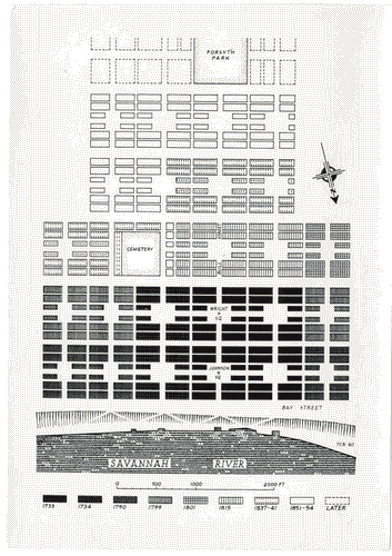 Image for XVII Triennale - Le città del mondo e il futuro delle metropoli - Partecipazioni internazionali - Pianta cronologica di Savannah (dal 1733 la 1854)