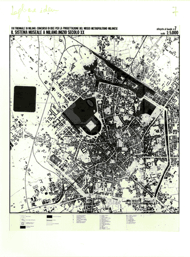 Image for XVI Triennale - Terzo ciclo - Conoscenza della città - Concorso di idee per un museo metropolitano milanese - Pannello grafico di analisi del sistema museale a Milano all'inizio del XX secolo