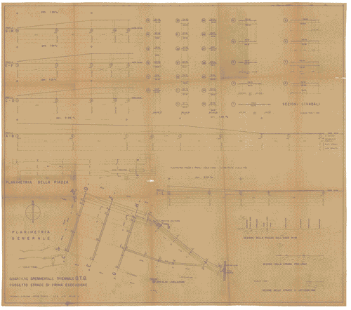 Image for Progetto strade di prima esecuzione. Piazza principale e szioni stradali