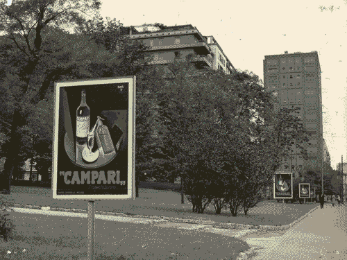 Image for X Triennale - Parco Sempione - Mostra della pubblicità e della estetica stradale - Manifesti pubblicitari per la ditta Campari in piazza della Repubblica - Claudio Conte - Fredi Drugman - Leonardo Fiori - Giorgio Grando -Remo Muratore - Albe Steiner