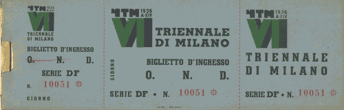 Image for Blocchetto di biglietti d'ingresso, serie DF, di colore azzurro, con logo di Mario Sironi