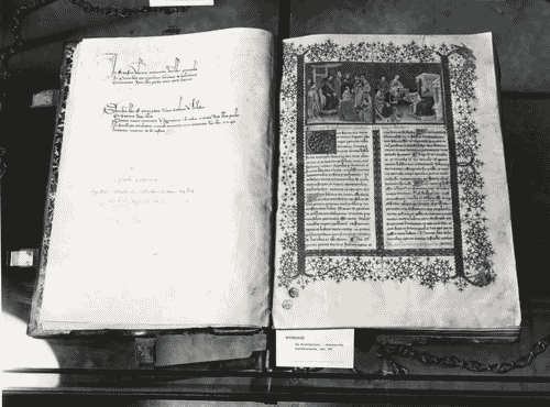 Image for IX Triennale - Studi sulle proporzioni - Riproduzione di una pagina appartenente al manoscritto membranaceo "De Architectura" di Vitruvio