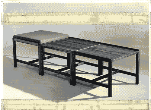 Image for XI Triennale - Parco Sempione - Mostra internazionale dell'abitazione - Alloggio svedese - Sgabelli trasformabili in tavolini e divano