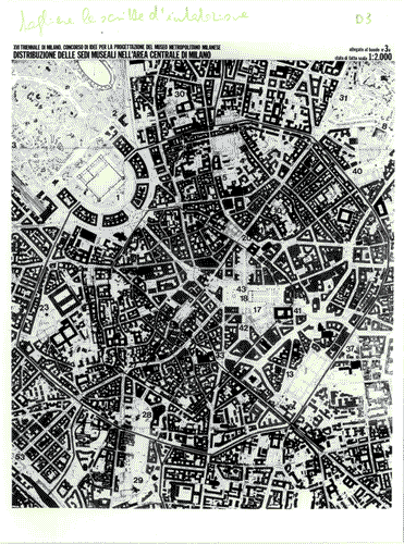 Image for XVI Triennale - Terzo ciclo - Conoscenza della città - Concorso di idee per un museo metropolitano milanese - Pannello grafico di analisi di sedi museali