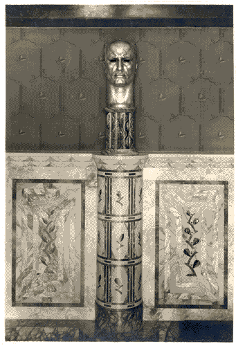 Image for III Biennale - Sezione romana - Gabinetto del segretario federale in un palazzo littorio - Pala marmorea di Enrico Del Debbio con busto del duce