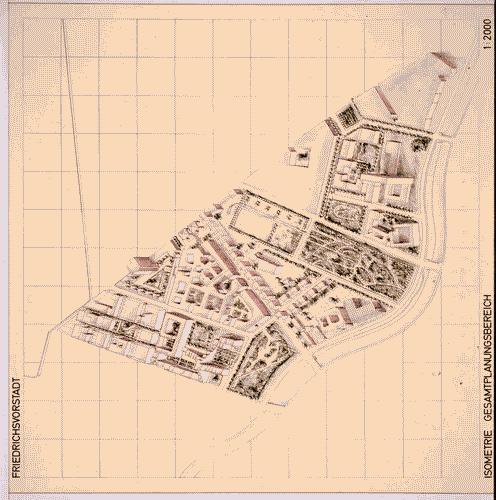 Image for XVII Triennale - Le città del mondo e il futuro delle metropoli - Partecipazioni internazionali - Sezione Germania - Pianta assonometrica del progetto della Friedrickstadt di Osvald Matthias Ungers e Bernard Faskel