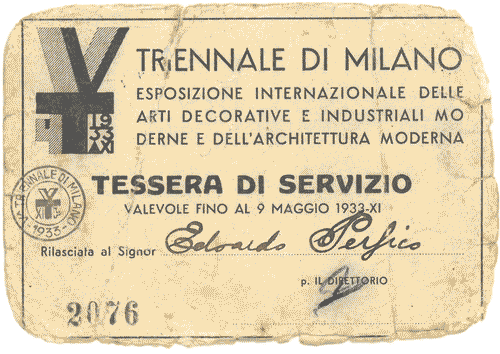 Image for Tessera di servizio alla V Triennale (da Maura Alison)
