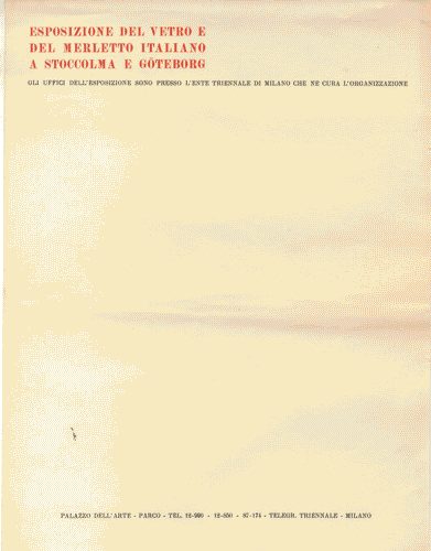 Image for Carta intestata "Esposizione del vetro e del merletto italiano a Stoccolma e a Göteborg"