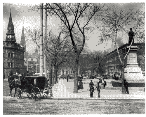 Image for XVII Triennale - Le città del mondo e il futuro delle metropoli - Partecipazioni internazionali - Sezione Canada - Victoria Square a Montreal (Quebec) nel 1880