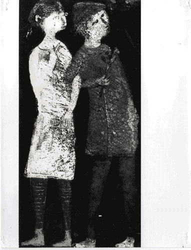 Image for XI Triennale - Mostra delle Produzioni d'arte - Sezione della Ceramica - Piastrella ceramica a gran fuoco "I fidanzati" - Romano Rui